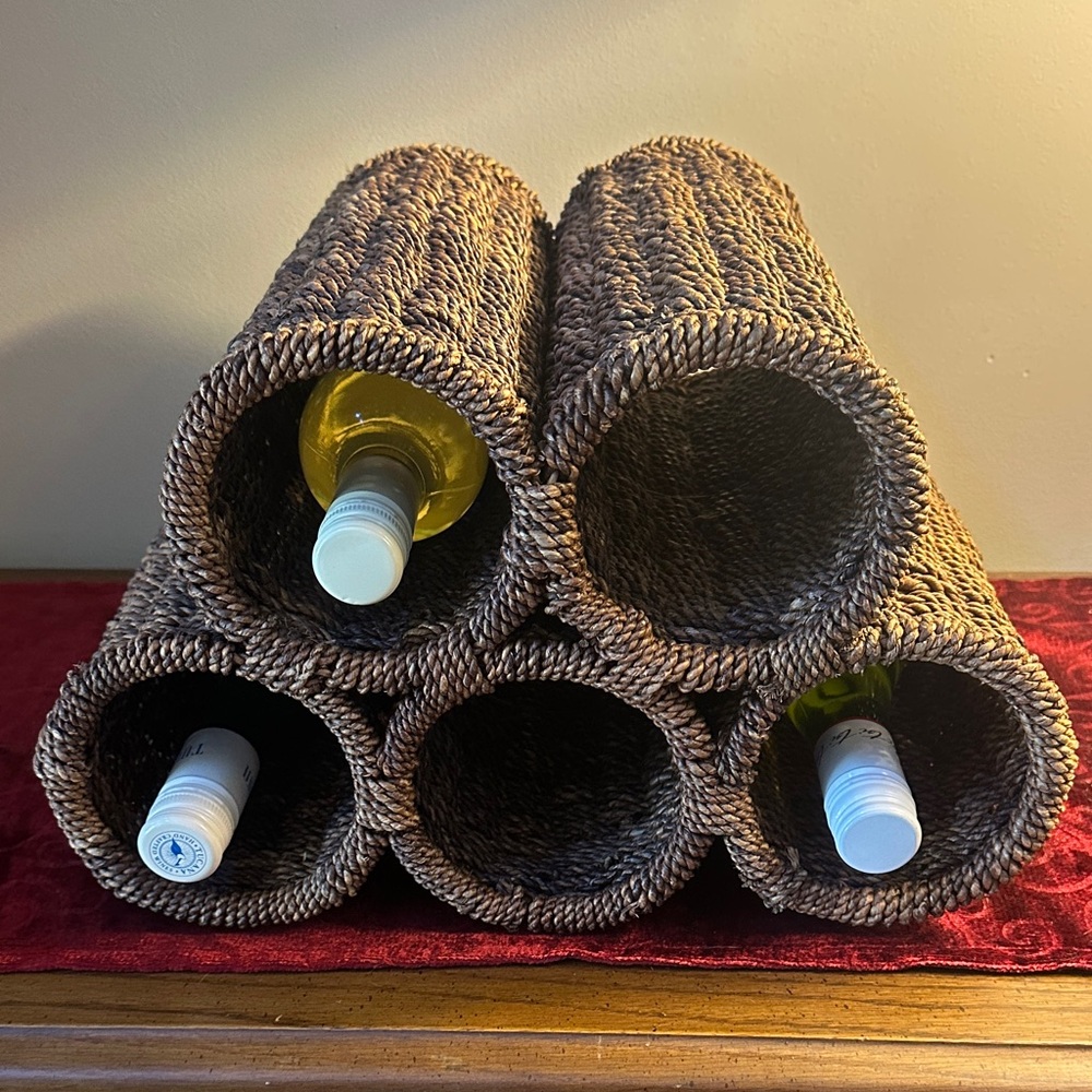 Wicker Woven Wine Rack - Picture 2 of 8